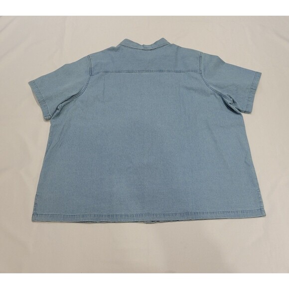 VTG Denim Button Up Blouse Top 4X Tag Embroidered Embellished Butterflies Floral - Picture 4 of 9